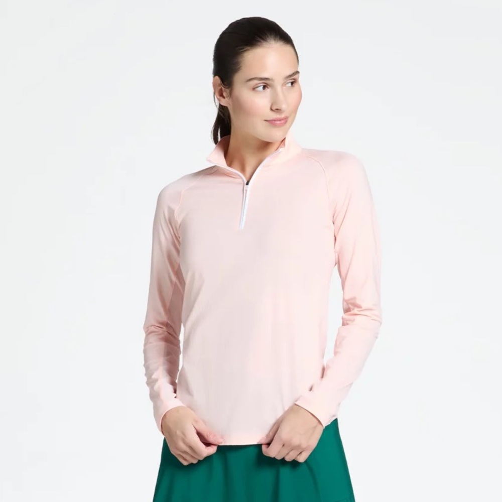 Walter Hagen Pale Pink Long Sleeve Half-Zip Top